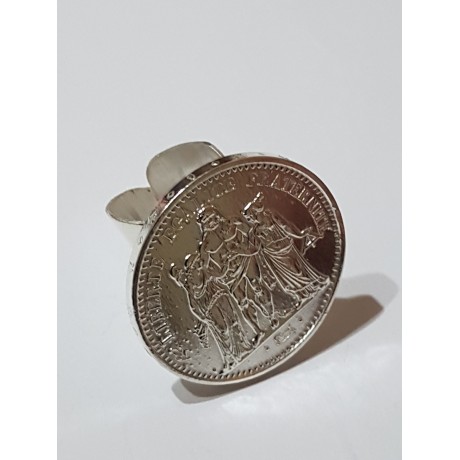 Large Sterling Silver ring Third coin, Bijuterii de argint lucrate manual, handmade