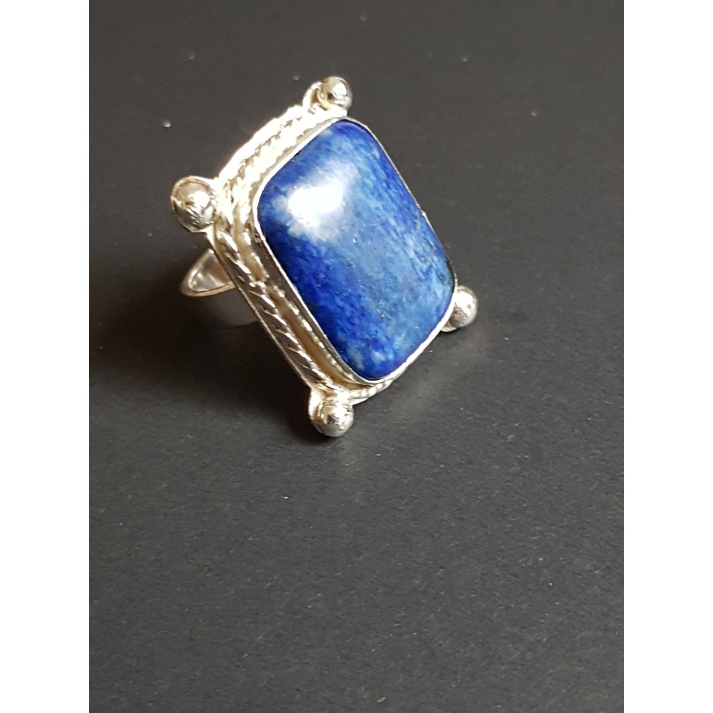 Sterling silver ring with natural lapislazuli Blue Rage