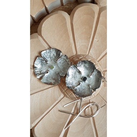 Sterling silver earrings with natural stones Flower Tease, Bijuterii de argint lucrate manual, handmade