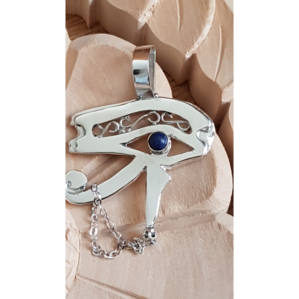 Large Sterling Silver pendant with natural lapislazuli Suited to Dilligence