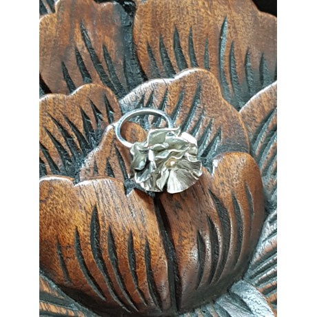 Sterling silver ring with 14k gold Flower Fire, Bijuterii de argint lucrate manual, handmade