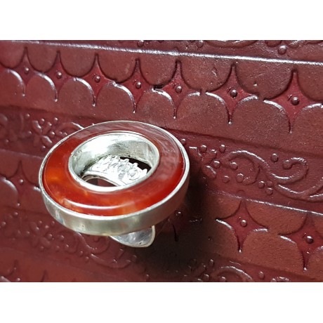 Sterling silver ring with natural carneol Red Creed , Bijuterii de argint lucrate manual, handmade