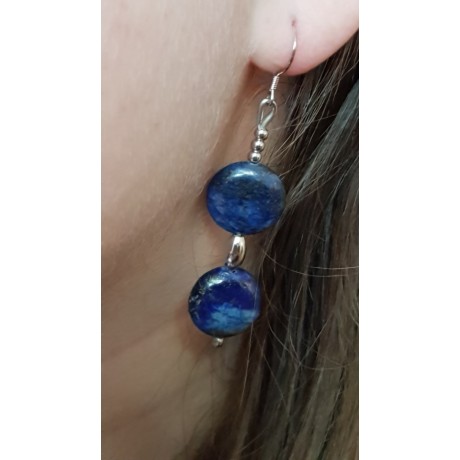 Sterling silver earrings with natural lapislazuli Blue Touches, Bijuterii de argint lucrate manual, handmade