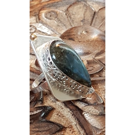 Sterling silver ring with natural labradorite stone Love Addict, Bijuterii de argint lucrate manual, handmade
