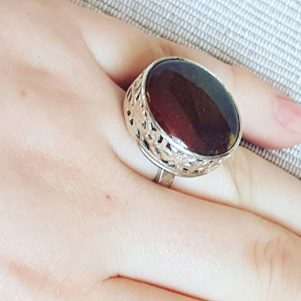 Sterling silver ring with natural jasper stone Round up to Ginger