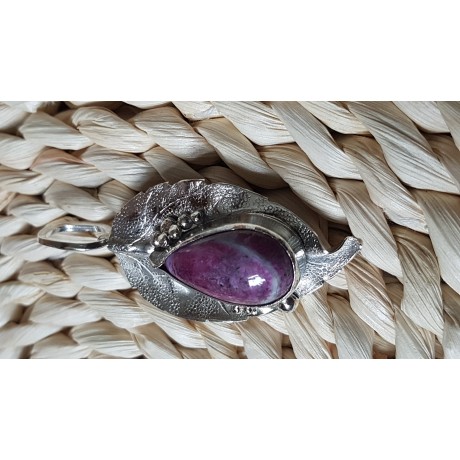 Sterling silver pendant with natural ruby Purple Dressing , Bijuterii de argint lucrate manual, handmade
