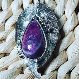Sterling silver pendant with natural ruby Purple Dressing 
