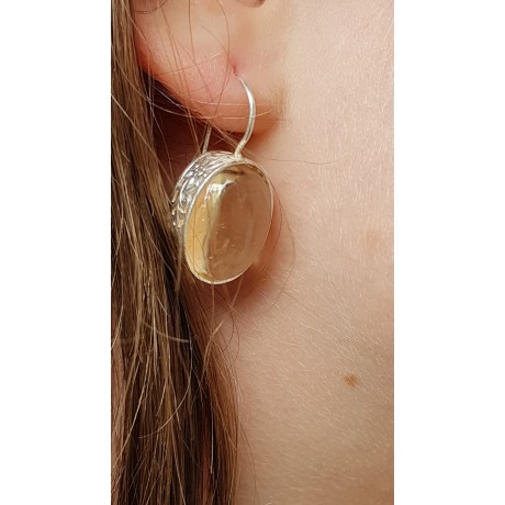 Sterling silver earrings with natural  citrine stones Translucence Cores , Bijuterii de argint lucrate manual, handmade