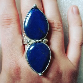 Sterling silver ring with natural lapislazuli Sibling Blues 
