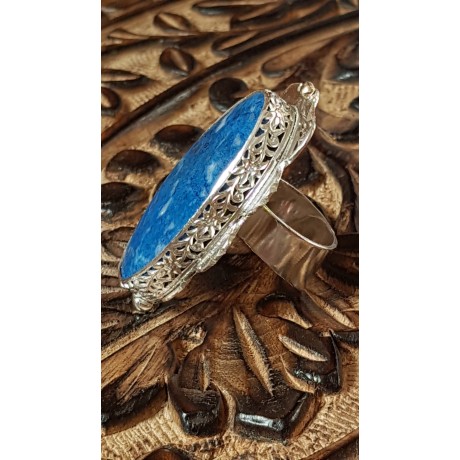 Large Sterling Silver ring with natural lazulite Choicest Blues, Bijuterii de argint lucrate manual, handmade