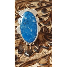 Large Sterling Silver ring with natural lazulite Choicest Blues