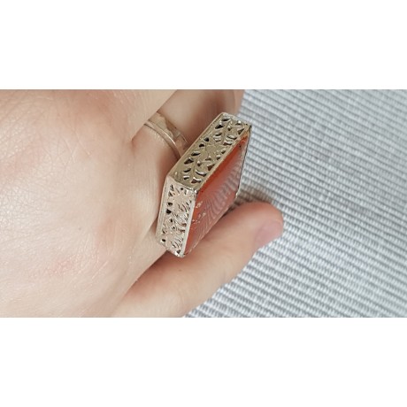Sterling silver ring with natural jasper stone Ginger Picaro, Bijuterii de argint lucrate manual, handmade