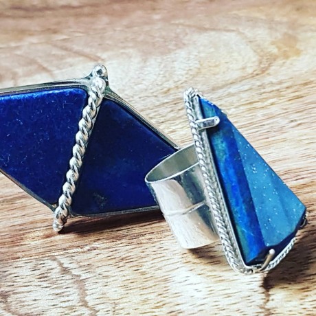 Sterling silver ring with natural lapislazuli Blue Arrow Sparrow, Bijuterii de argint lucrate manual, handmade