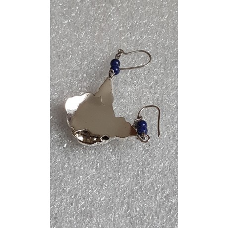 Sterling silver earrings with natural lapislazuli stones Shifting Mirrors, Bijuterii de argint lucrate manual, handmade