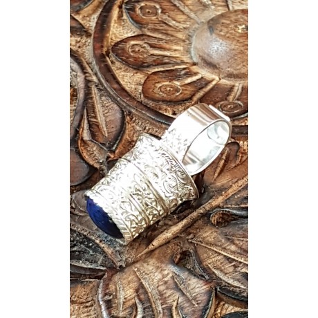 Large Sterling Silver ring with natural lapislazuli Height of Grace, Bijuterii de argint lucrate manual, handmade