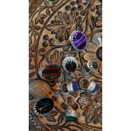 Large Sterling Silver ring with natural smoky quartz Love Sorceress, Bijuterii de argint lucrate manual, handmade