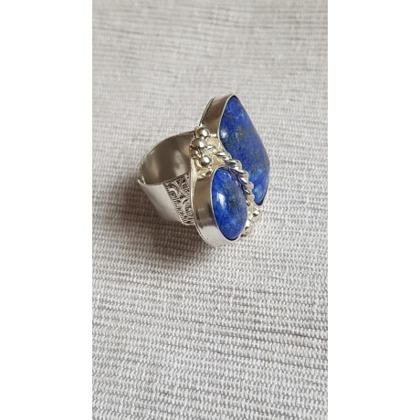 Large Sterling Silver ring with natural lapislazuli Boundless Blues, Bijuterii de argint lucrate manual, handmade