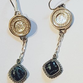 Sterling silver earrings with natural agate stones Glow Saga