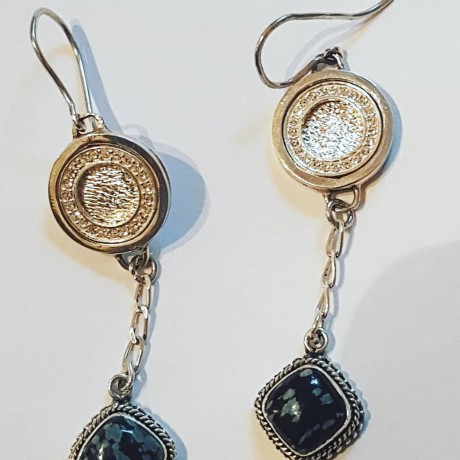 Sterling silver earrings with natural agate stones Glow Saga, Bijuterii de argint lucrate manual, handmade