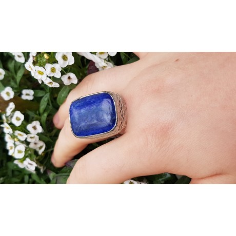Sterling silver ring with natural lapislazuli  Blue Navel, Bijuterii de argint lucrate manual, handmade