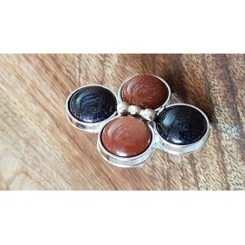 Sterling silver ring with natural goldstone Hub of Sparkles