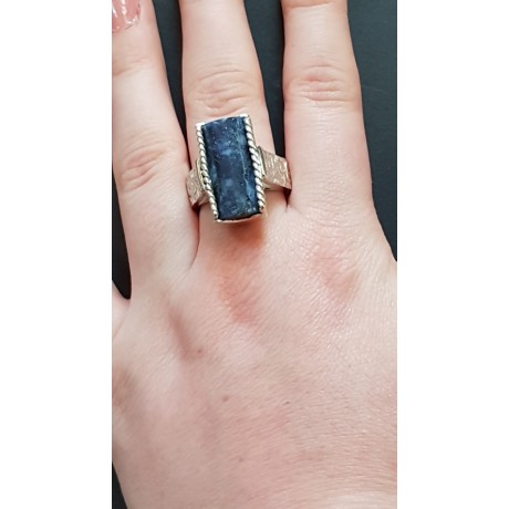 Sterling silver ring with natural lapislazuli Blue Omen, Bijuterii de argint lucrate manual, handmade