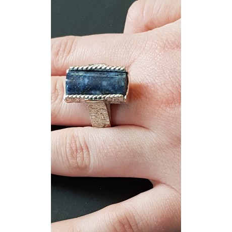 Sterling silver ring with natural lapislazuli Blue Omen, Bijuterii de argint lucrate manual, handmade