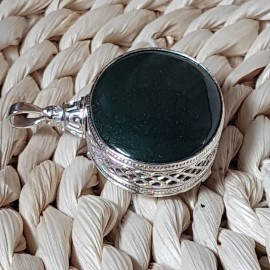 Large Sterling Silver ring with natural Jade stone Jade  Made