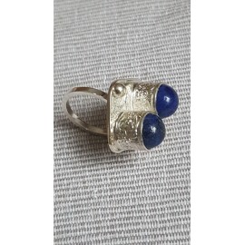 Sterling silver ring with natural lapislazuli Blue Nuggets