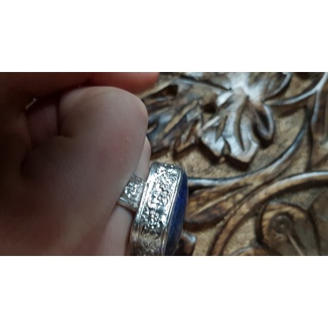 Massive Sterling silver ring with natural lapislazuli Sky fringes , Bijuterii de argint lucrate manual, handmade