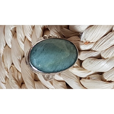 Sterling silver ring with natural aquamarine stone Dash of Green, Bijuterii de argint lucrate manual, handmade