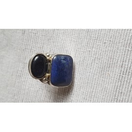 Large Sterling Silver ring with natural lapislazuli and goldstone Juicy Flirt