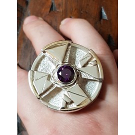 Large Sterling Silver ring with amethyst stone Wonder Gush