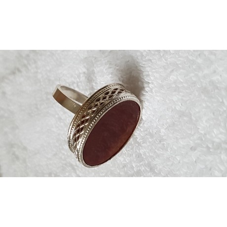 Sterling silver ring with natural carnelian Candied Gingers, Bijuterii de argint lucrate manual, handmade