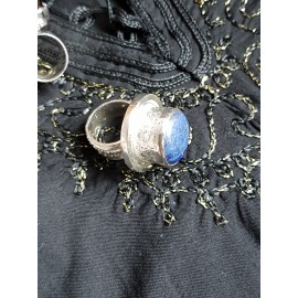Large Sterling Silver ring with natural lapislazuli Lover 's Wake