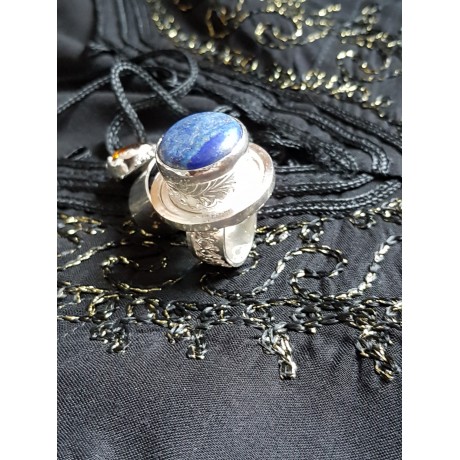 Large Sterling Silver ring with natural lapislazuli Lover 's Wake, Bijuterii de argint lucrate manual, handmade