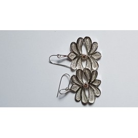 Sterling silver and pure silver filigree earrings with natural citrines Evanescence