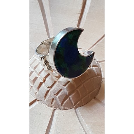 Sterling silver ring with natural azurite and malachite stone Blessed Beauty, Bijuterii de argint lucrate manual, handmade