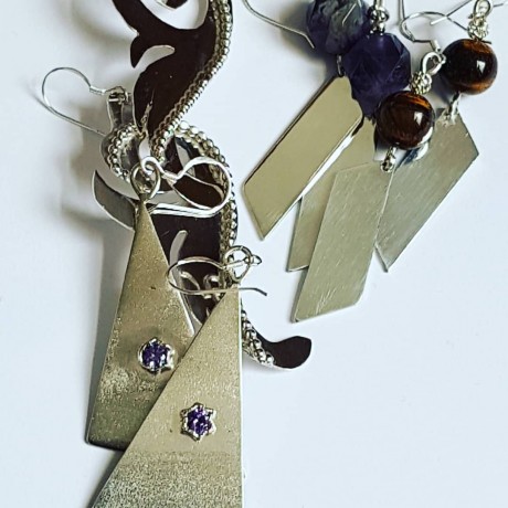 Sterling silver earrings Tigerish, Bijuterii de argint lucrate manual, handmade