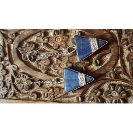 Sterling silver earrings with natural lapislazuli stones Blue Spell, Bijuterii de argint lucrate manual, handmade