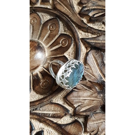 Sterling silver ring with natural labradorite stone Preen, Bijuterii de argint lucrate manual, handmade