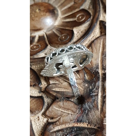 Sterling silver ring with natural labradorite stone Preen, Bijuterii de argint lucrate manual, handmade