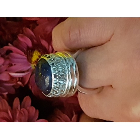Sterling silver ring with natural lapislazuli Blue Bumps, Bijuterii de argint lucrate manual, handmade