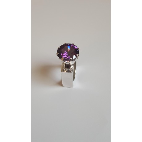 Sterling silver ring with amethyst Marquise, Bijuterii de argint lucrate manual, handmade