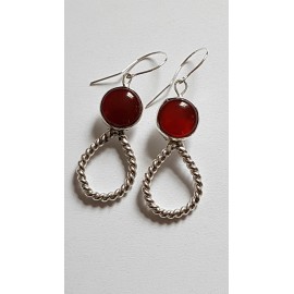 Sterling silver earrings with natural carnelian Picaresque