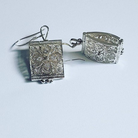 Sterling silver earrings Minute Crazer, Bijuterii de argint lucrate manual, handmade