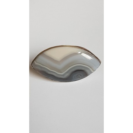 Large Sterling Silver ring with natural agate stone Waves & Grace, Bijuterii de argint lucrate manual, handmade