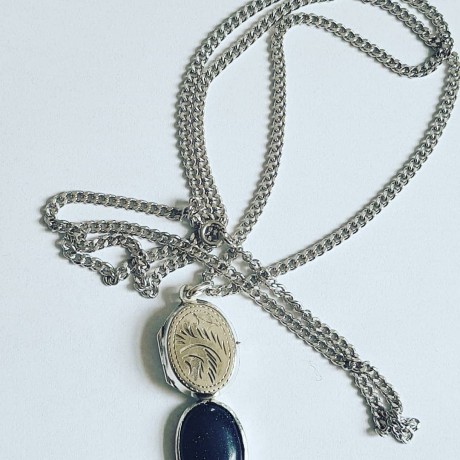 Silver long Ag925 pendant with black sunstone Summer Traps, Bijuterii de argint lucrate manual, handmade