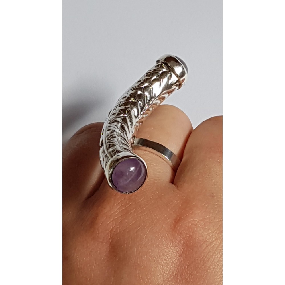Sterling silver ring with natural amethyst stones Summer Ravin'