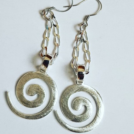Sterling silver earrings Summer Coils, Bijuterii de argint lucrate manual, handmade